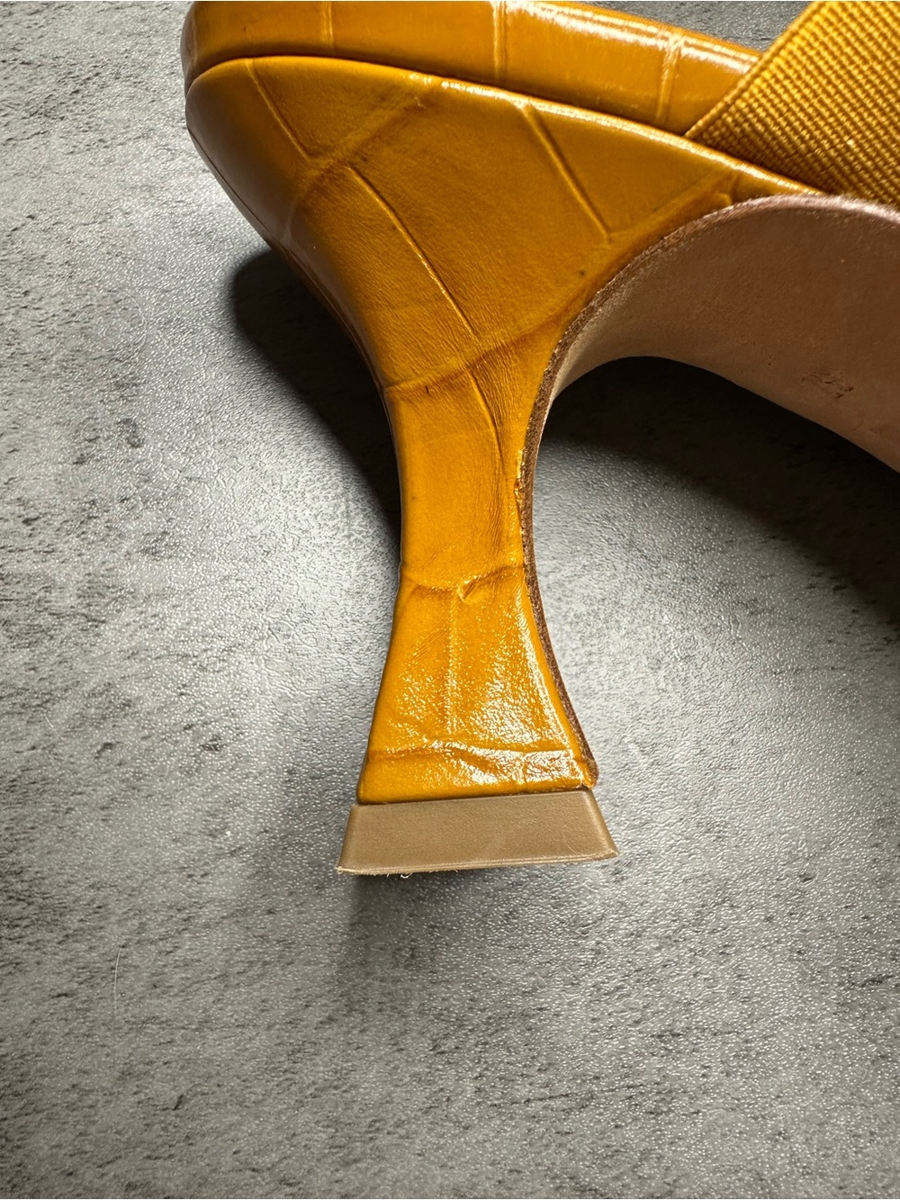 Miista London Mustard Croc-Embossed Leather Mule Heels - Picture 3 of 6